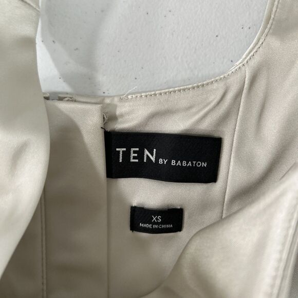 Aritzia‎ Ten By Babaton Crop Top Womens XS Satin Silver Square Neck Minimalist - Picture 7 of 8